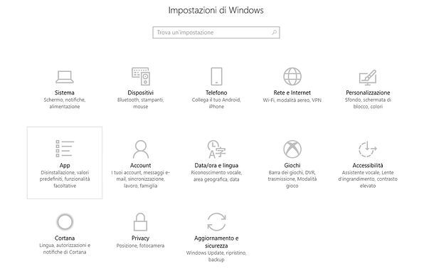 Imostazioni PC Windows 10