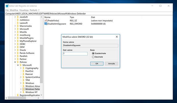 Come disattivare Windows Defender