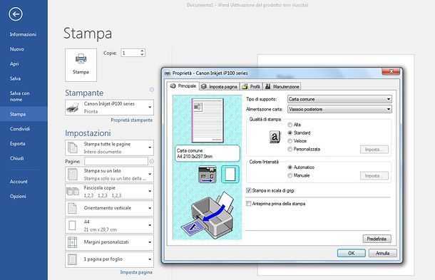 Come stampare in bianco e nero in Word per Windows