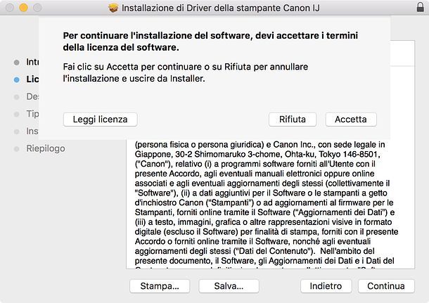 Installazione driver Canon Mac