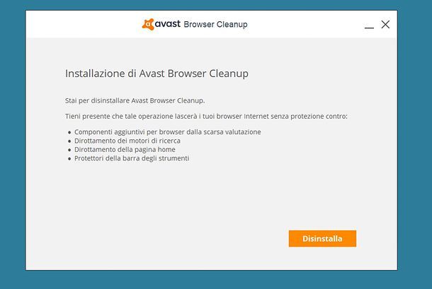 Disinstallazione Avast Browser Cleanup