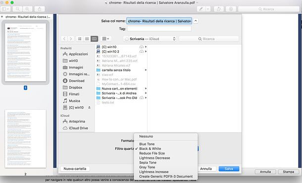 Come stampare in bianco e nero PDF Mac