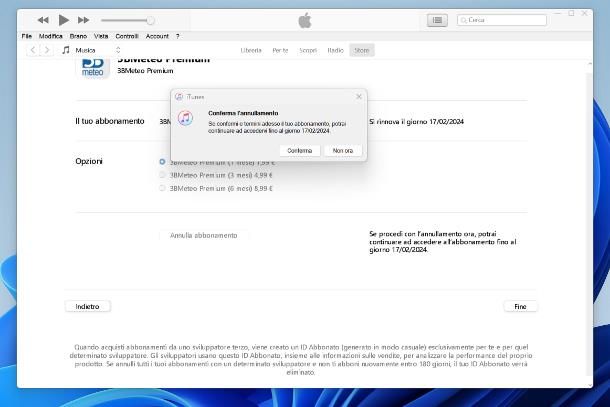 Come disattivare abbonamento iTunes