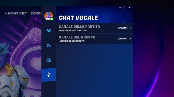 Impostazioni in-game Fortnite Chat vocale
