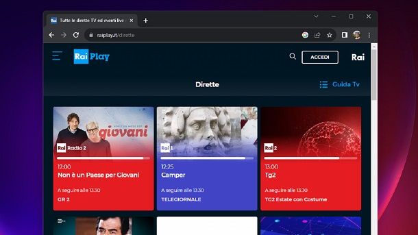 Programmi per vedere la TV italiana sul PC browser Google Chrome
