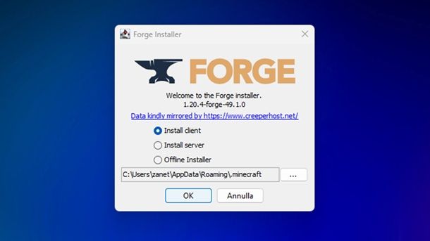 Installare Forge Minecraft