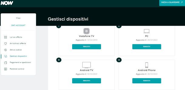 gestione dispositivi now