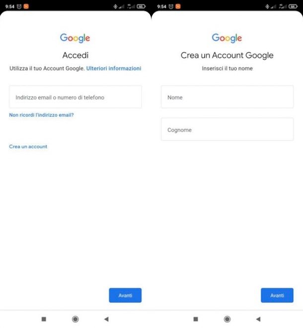 Creare account Gmail su Android