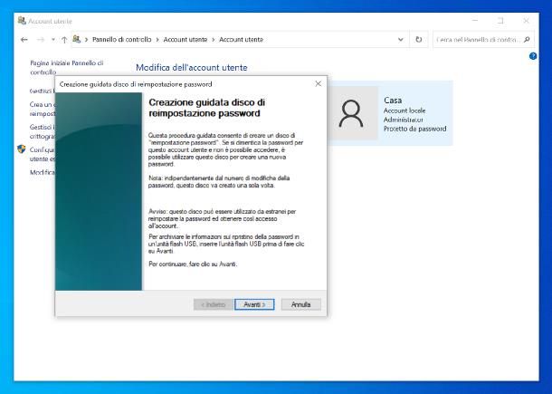 Come creare un disco di ripristino password Windows 10