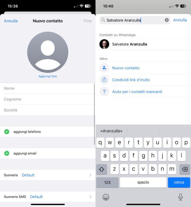 Come salvare contatti su WhatsApp