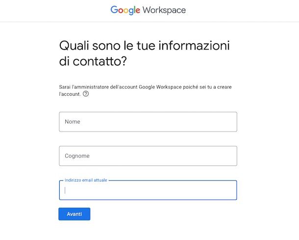 Accedere a Google Workspace