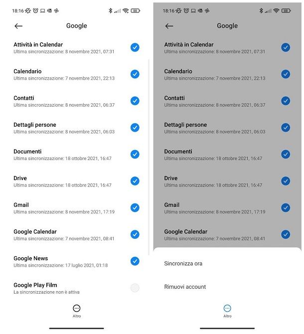 Fare backup Android: Google