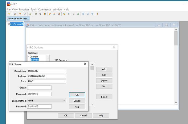 Come settare server mIRC