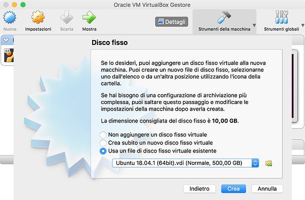 Importazione VM Ubuntu in VirtualBox
