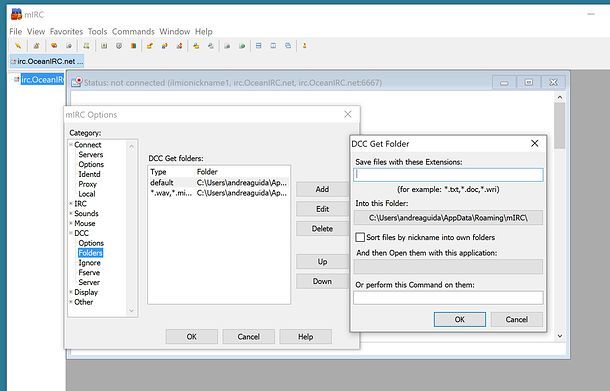 Come settare download mIRC