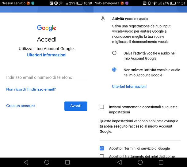 Come accedere account Google