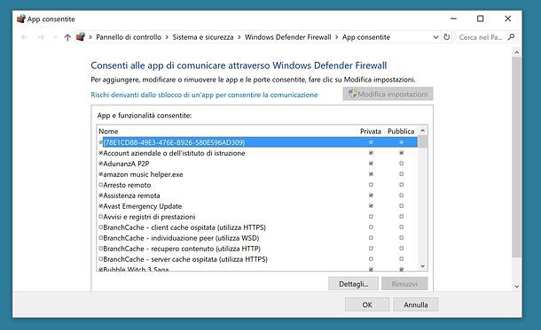 Come autorizzare app nel firewall di Windows 10