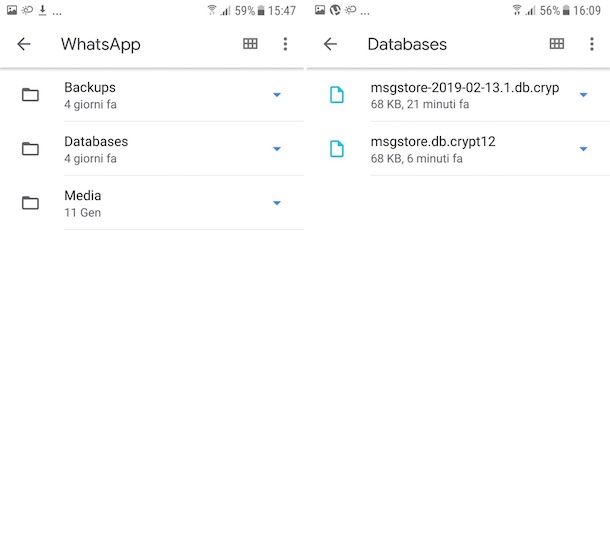 Cancellazione backup locali WhatsApp