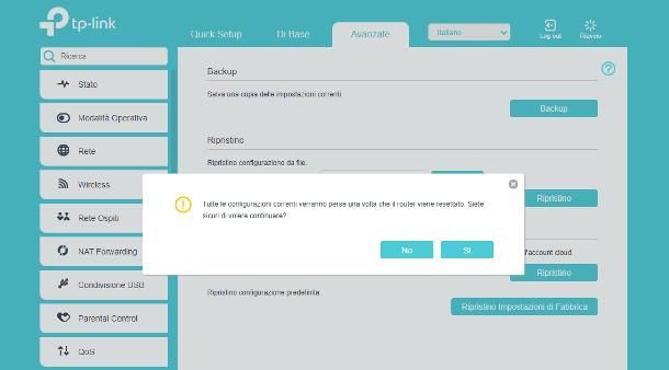 Come resettare modem TP Link