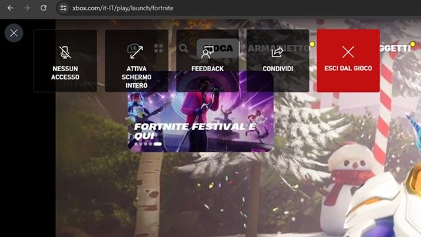 Opzioni microfono Fortnite Xbox Cloud Gaming