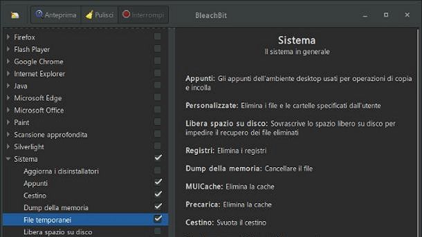 BleachBit programma pulizia Windows 10