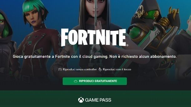 Giocare in cloud Xbox Cloud Gaming Fortnite