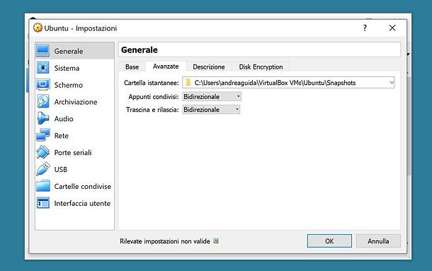 Configurazione Ubuntu in VirtualBox