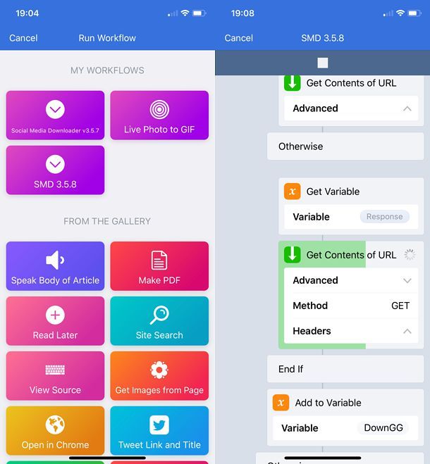 Workflow iOS