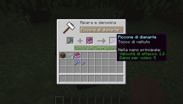 Incantare gli oggetti con l'incudine su Minecraft