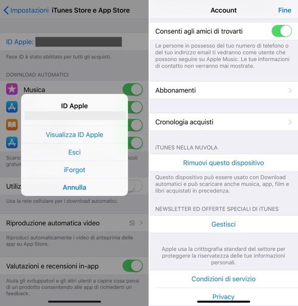 Impostazioni iOS