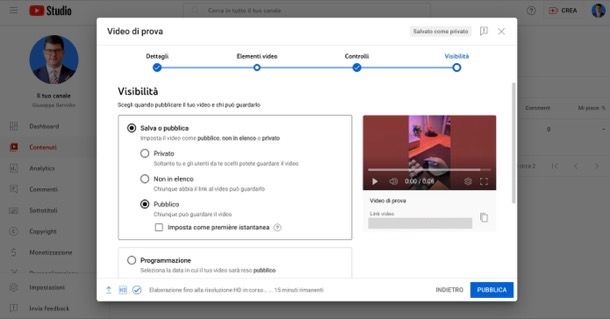 Pubblicare video su YouTube