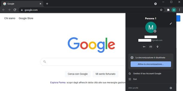 Come uscire da account Google su Chrome