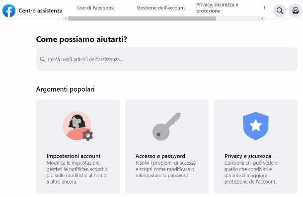 Supporto Facebook