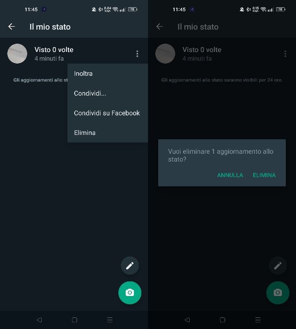 Come eliminare foto da Stato WhatsApp