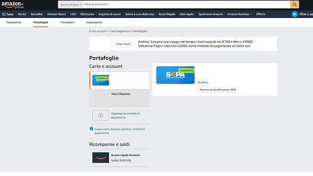 Metodi pagamento Amazon Italia