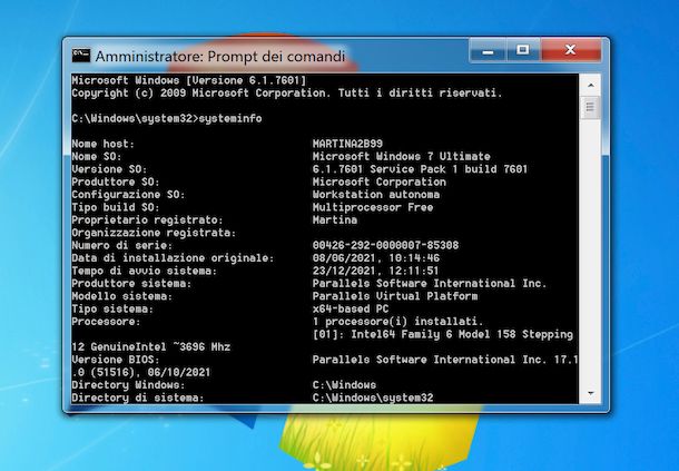 Prompt dei comandi Windows 7