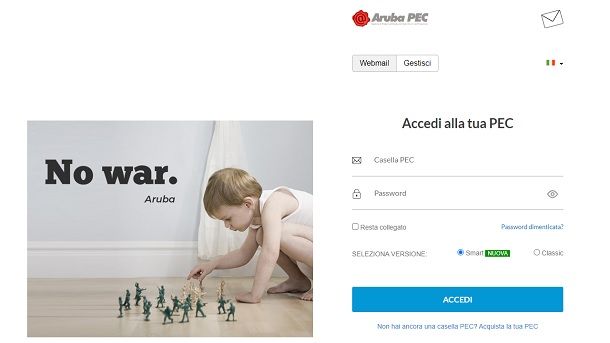 Come entrare nella PEC di Aruba Webmail