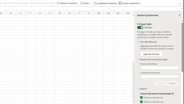 Come mettere password a un foglio Excel