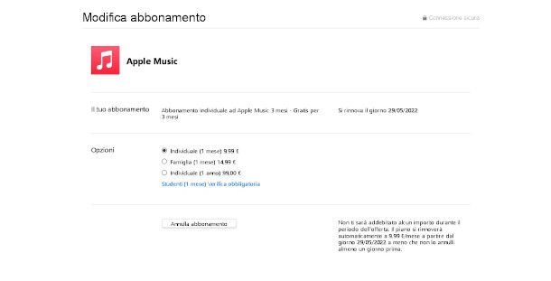 disattivazione apple music da iTunes