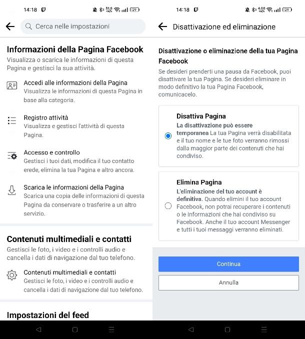 Come eliminare pagina Facebook da Android