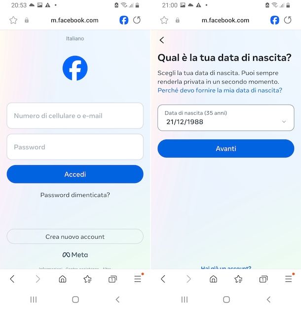 Facebook sito