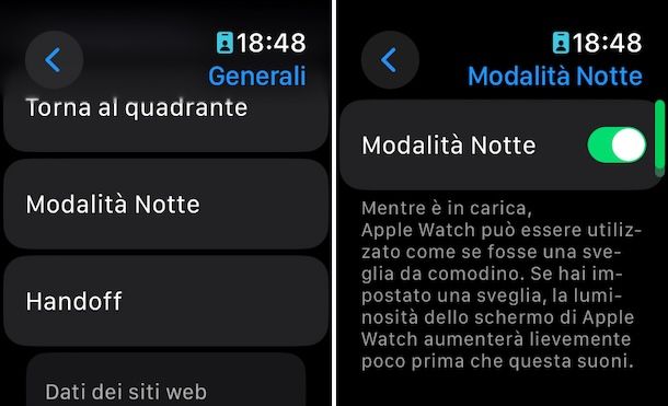 Modalità Notte Apple Watch