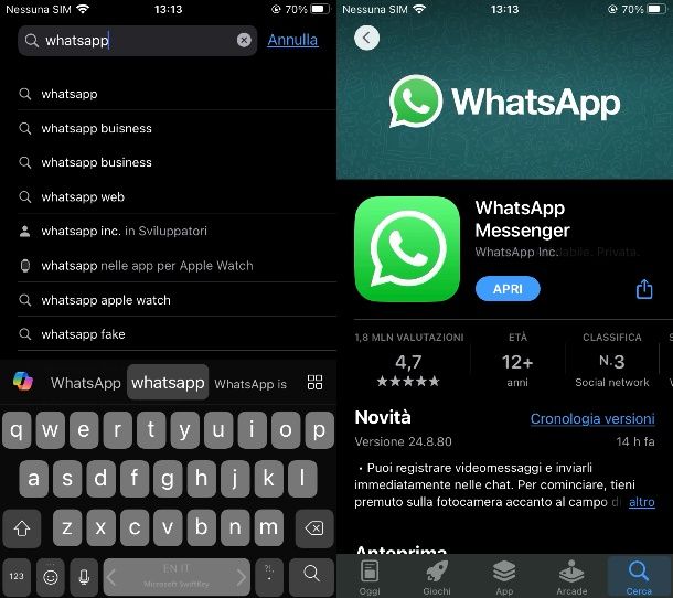 Installare WhatsApp gratis su iPhone