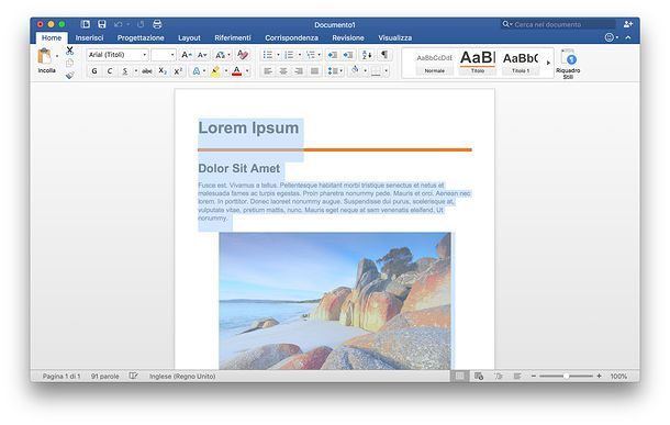 Come selezionare tutto su Word per Mac