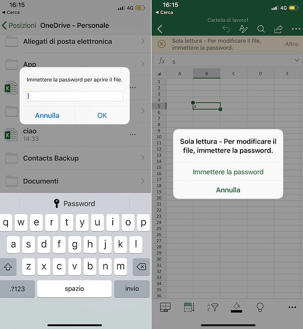 Come mettere la password ad un file Excel mobile