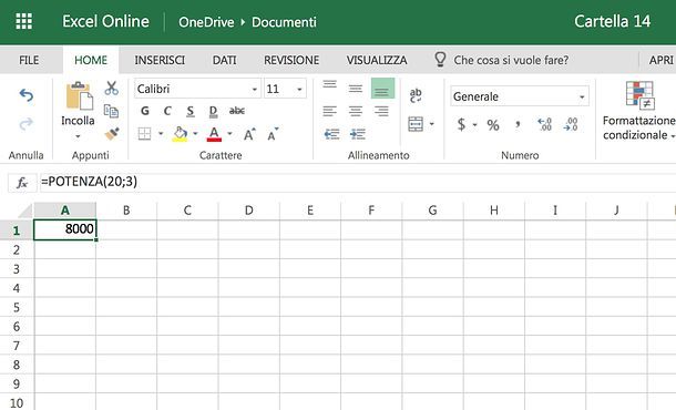 Come elevare a potenza in Excel