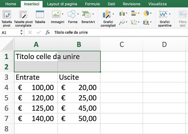 Come unire celle Excel