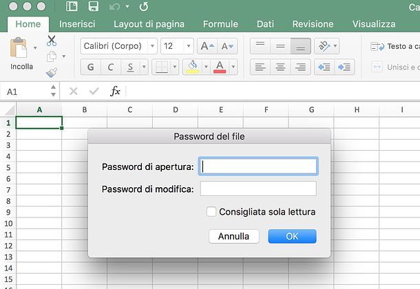 Come mettere la password ad un file Excel su Mac