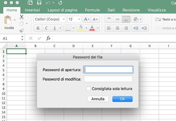 Come mettere la password a un file Excel su Mac