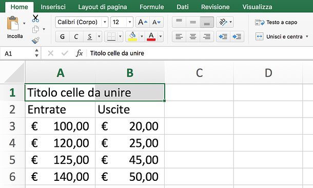 Come unire celle Excel